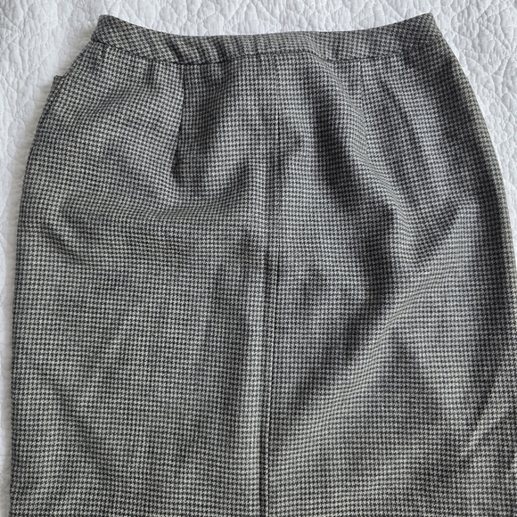 90s Ralph Lauren Vintage Micro Houndstooth Wool Maxi Pencil Academia Skirt - Picture 10 of 14